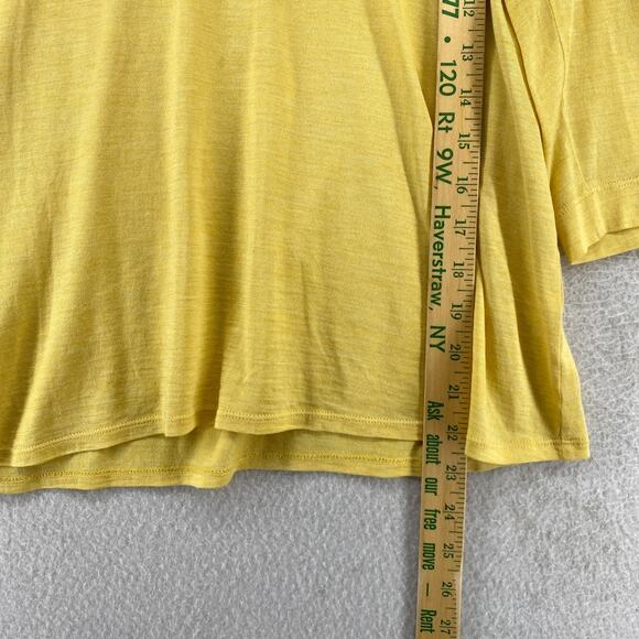 EILEEN FISHER Top M Silk Cotton Jersey Scoop Neck 3/4 Sleeve Basic Yellow - Picture 9 of 12